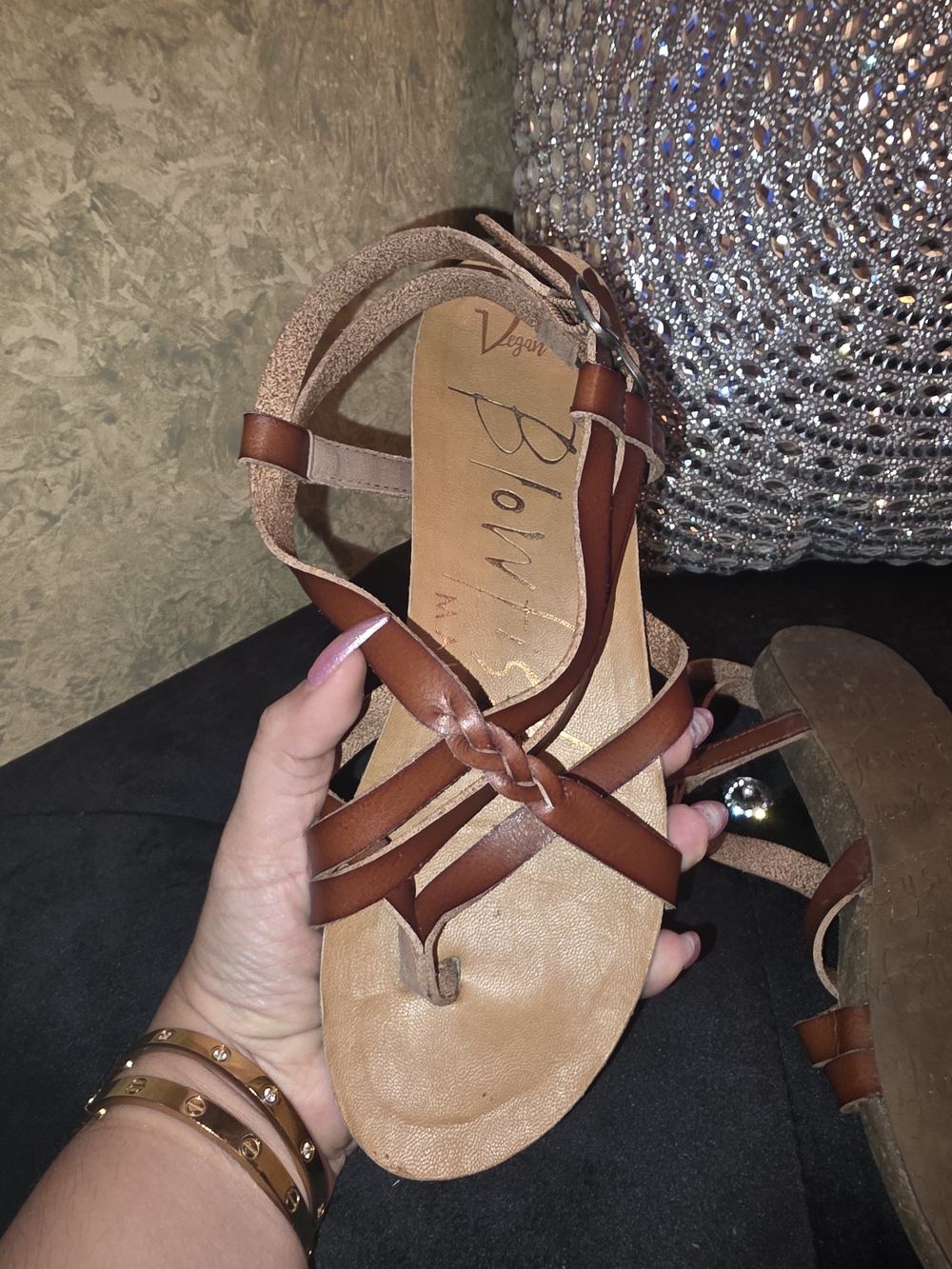 Blowfish Brown Vegan Leather Knot-Strap Women's Sandals